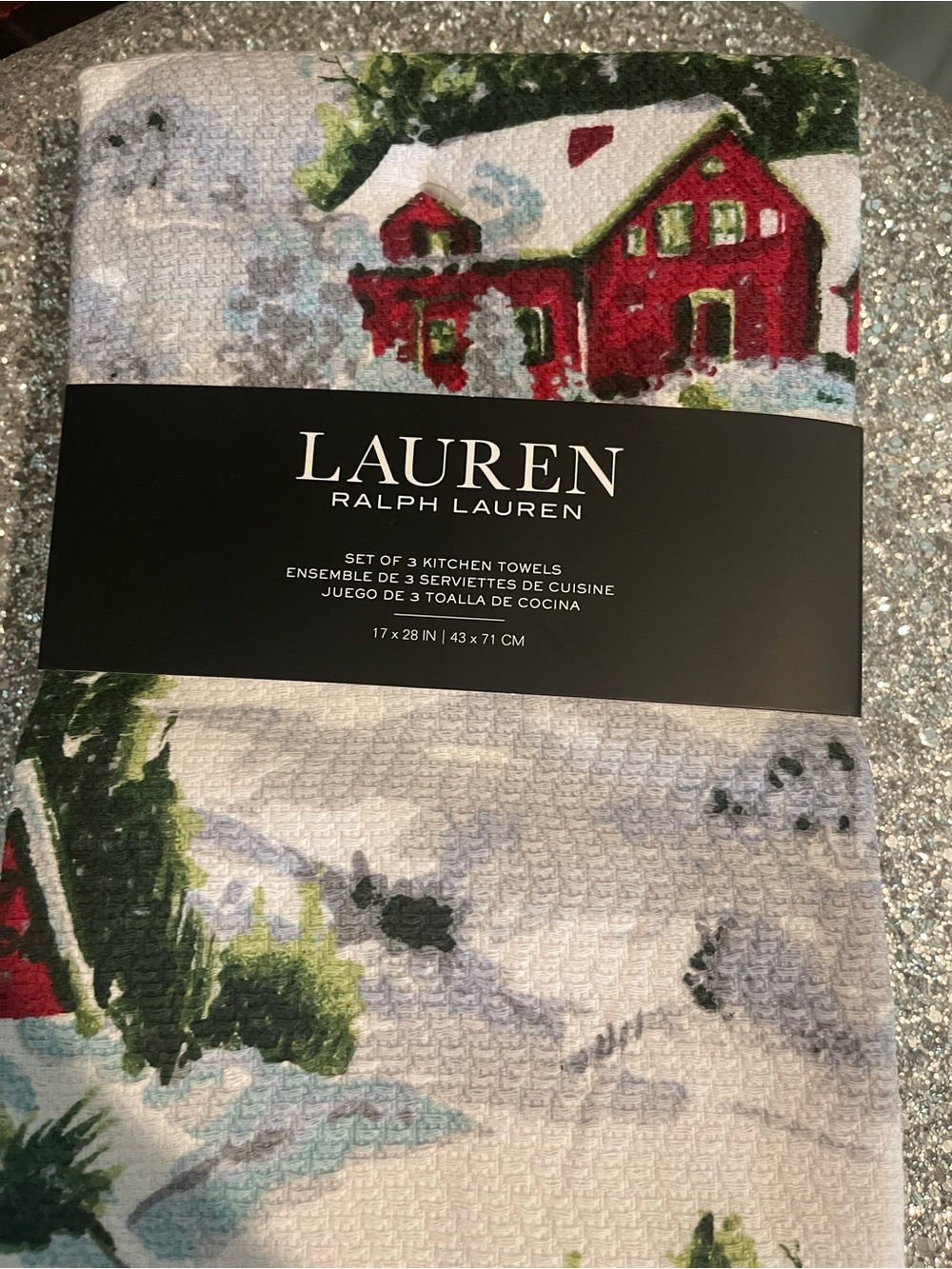 LAUREN Ralph Lauren Red & Green Winter Cottage Kitchen Towels - Set of 3